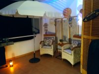 2 solid wood rattan-woven patio chairs lounge chairs vintage