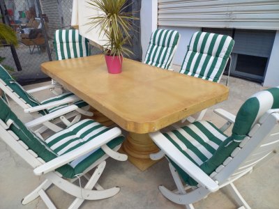 6 sillas de jardín con respaldo alto, madera maciza, marca Herlag