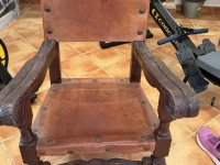 Antique Spanish Leather Armchair