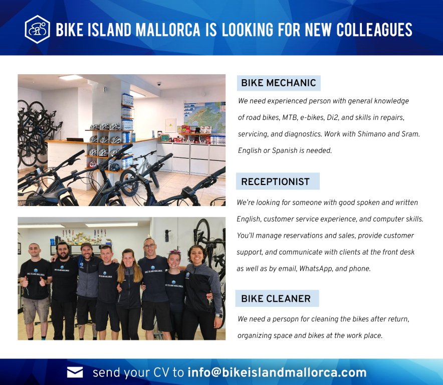 Job at a bike rental shop in Puerto Pollensa