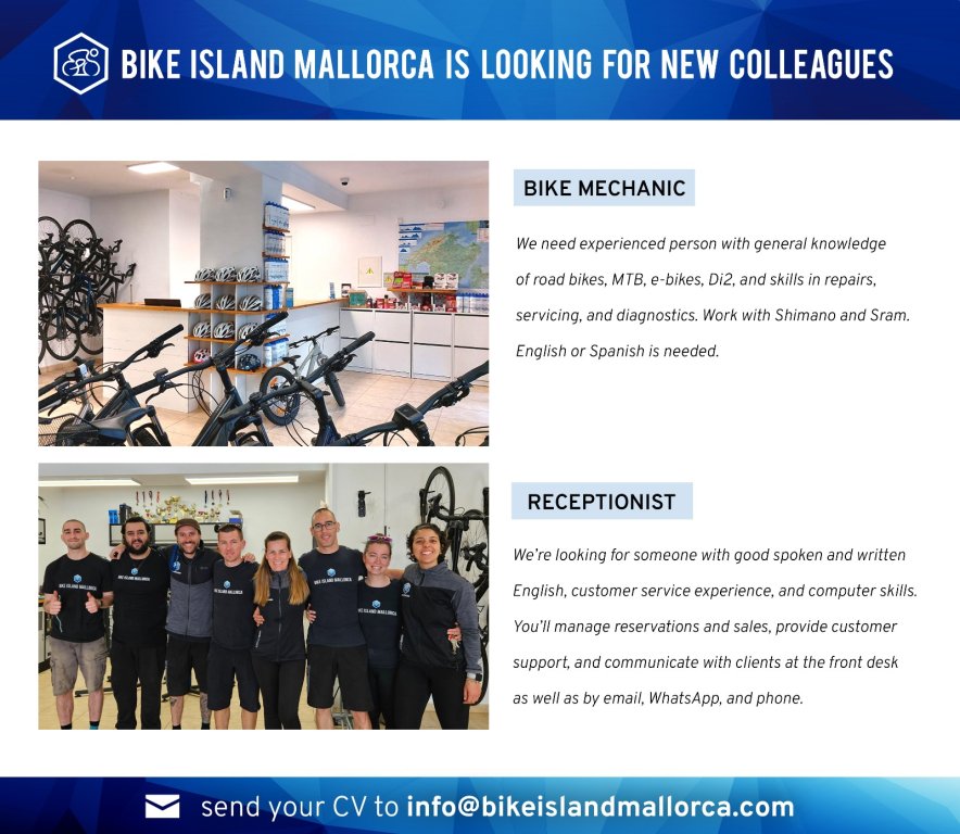 Job at a bike rental shop in Puerto Pollensa