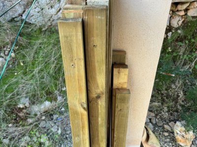 Aprox. 60 m listones de madera / listones de tejado impregnados a presión 4,5 x 7 cm