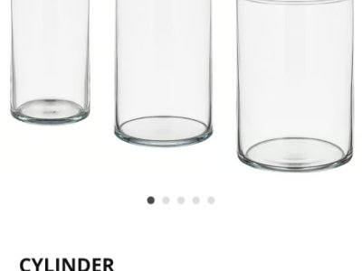 Diversos cilindros/jarrones de vidrio, decoración para bodas