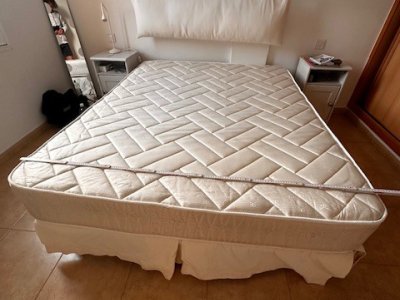 Double bed 150x190 cm incl. mattress + 4 fabric storage boxes