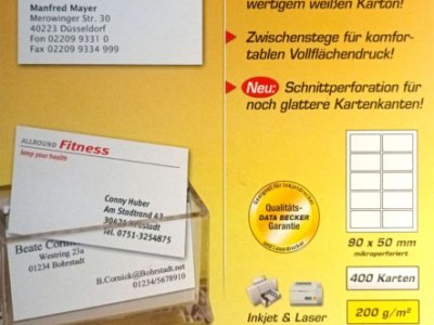 Druckbare Visitenkarten günstig abzugeben