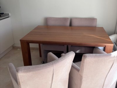 Dining table with 4 chairs (on casters) — Camp de Mar, Mallorca — Pickup only