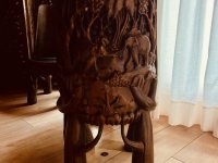 EXCLUSIVO:   Juego de asientos de madera tropical maciza - 4 sillas y 1 mesa