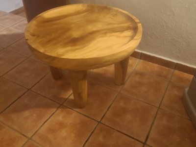 Exclusive suar wood side table or stool, carved from a tree, unique.
