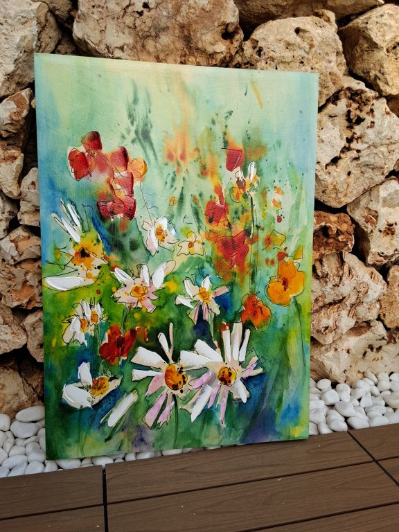 COLORFUL PICTURE Oil on canvas modern at Porto Christo