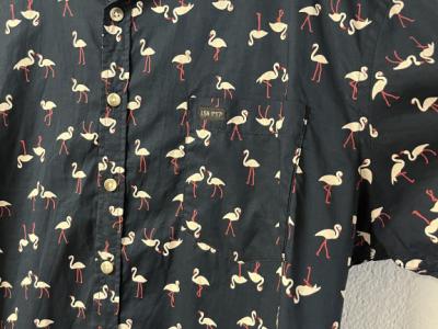 Camisa de manga corta Flamingo, azul, hombre, XL