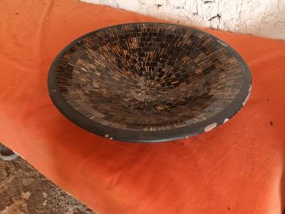 Large fruit ceramic bowl with glass stones