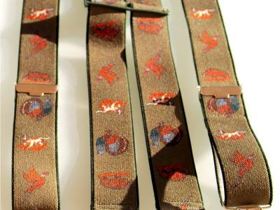 Suspenders, traditional suspenders with hunting motifs