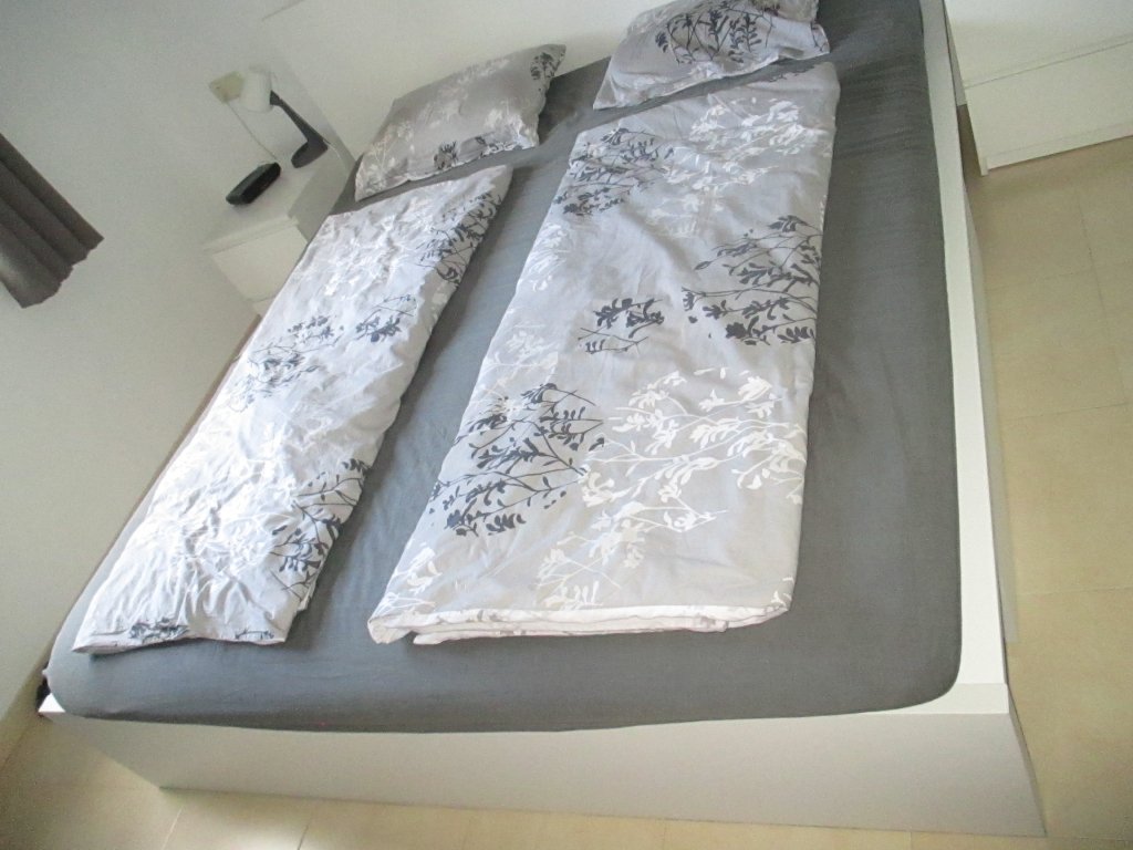 IKEA Malm double bed 180x200 cm bedside tables drawers mattresses Ikea topper TUDDAL