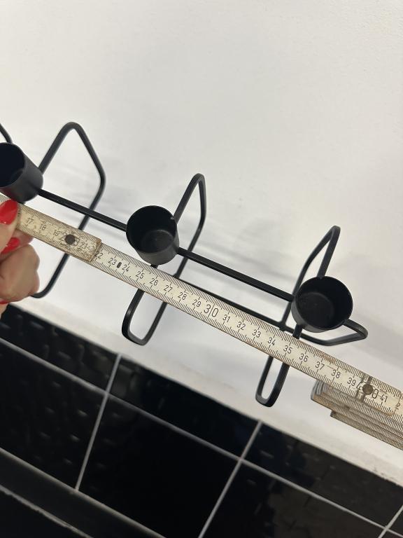 Candelabro negro - utilizado como corona de Adviento para 4 velas estrechas - longitud 40 cm