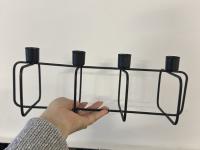 Candelabro negro - utilizado como corona de Adviento para 4 velas estrechas - longitud 40 cm