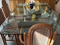 Complete dining room, brown rattan look