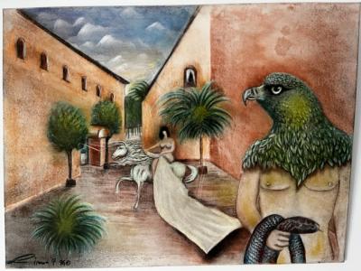 Arte - Arte - Mediterráneo original Simon Presley 1996 120x90 Lienzo