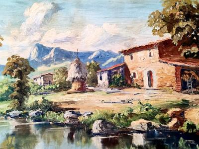 Landscape Painting, Mediterranean Art, Oil on Wood,