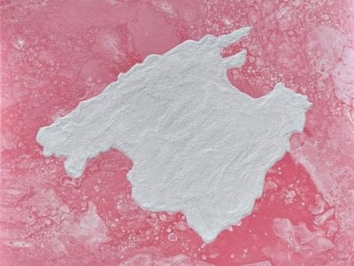 Mallorca Bild Acryl mit Sand auf Leinwand 40x40 Pink Rosa