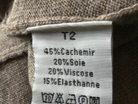 ¡NUEVO! Cárdigan "ASSUILI", Talla M, beige/gris, cachemira y seda