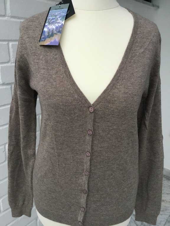 ¡NUEVO! Cárdigan "ASSUILI", Talla M, beige/gris, cachemira y seda