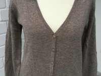 ¡NUEVO! Cárdigan "ASSUILI", Talla M, beige/gris, cachemira y seda