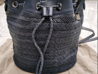 ¡NUEVO! Bolso/bolsita de cuero elegante de UTERQÜE, azul oscuro ¡NUEVO!