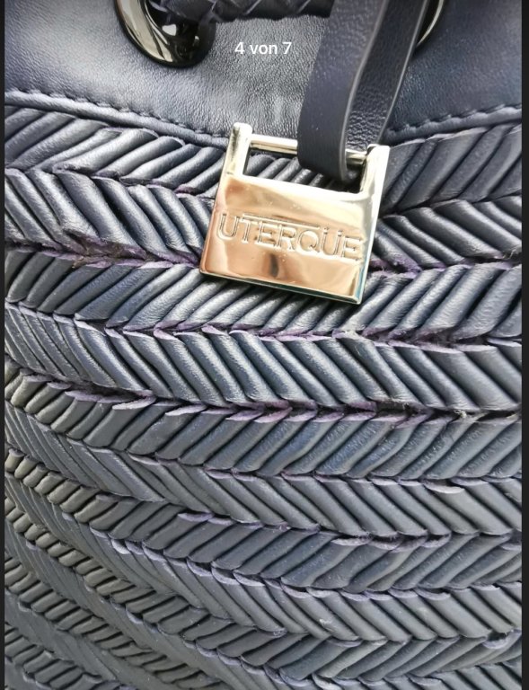 ¡NUEVO! Bolso/bolsita de cuero elegante de UTERQÜE, azul oscuro ¡NUEVO!