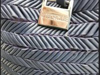 ¡NUEVO! Bolso/bolsita de cuero elegante de UTERQÜE, azul oscuro ¡NUEVO!