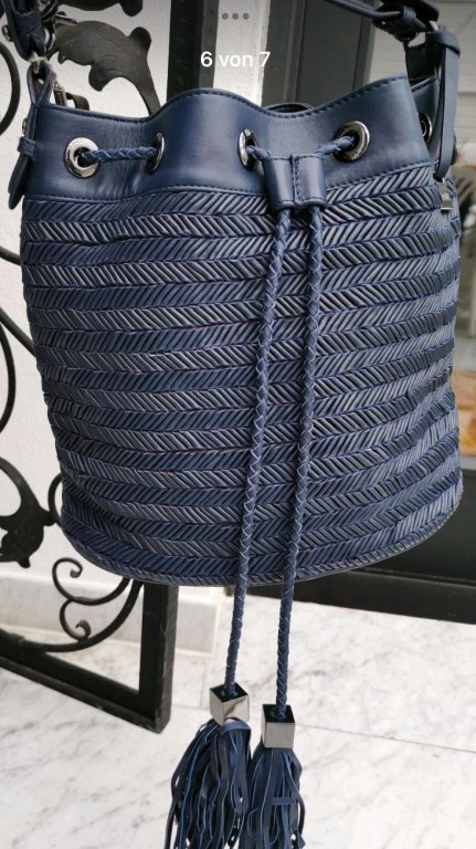 ¡NUEVO! Bolso/bolsita de cuero elegante de UTERQÜE, azul oscuro ¡NUEVO!