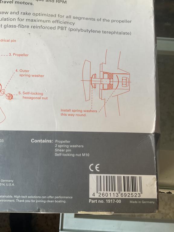 new Torqeedo replacement propeller v9/p790