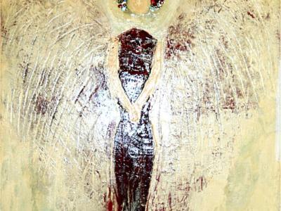 Óleo "Ángel de la guarda", firmado