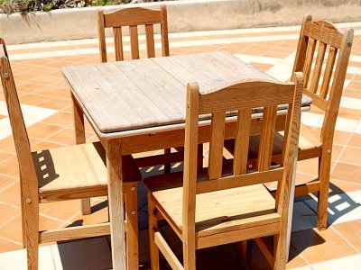 Square Wooden Table with 4 Chairs Set, Solid Real Wood, Pine