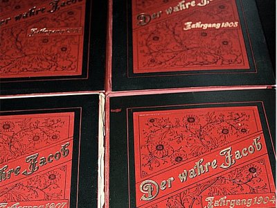 Revista semanal de sátira "Der wahre Jacob" en números anuales encuadernados 1904 - 1907