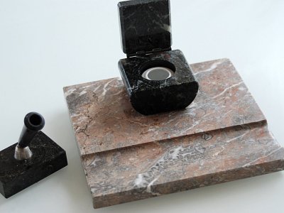 Two-piece marble desk set
