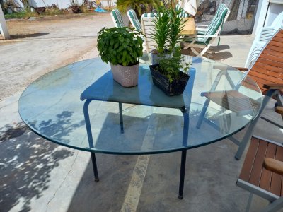 Tablero de vidrio de mesa, tablero de vidrio redondo, 1,50 x 1,50 m, espesor 2 cm, bordes rectificados