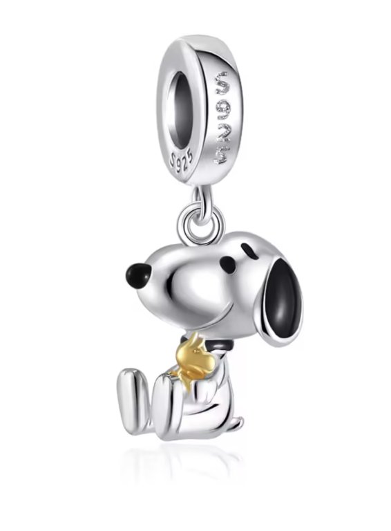 Bonitos Peanuts Charms / Beads de plata 925 para un collar o pulsera Pandora / Snoopy / Woodstock