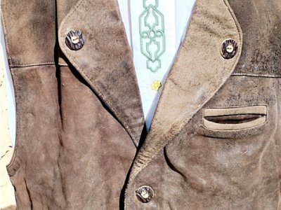 Traditional costume leather vest from Birkhahn Mode & Tracht