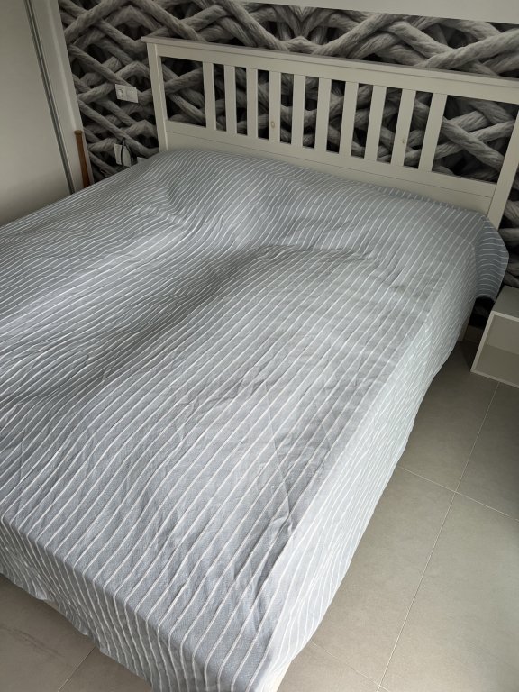 For sale double bed "Hemnes" - wood, white