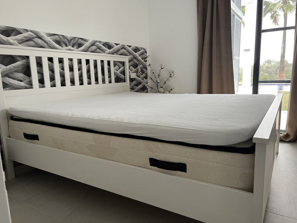 For sale double bed "Hemnes" - wood, white