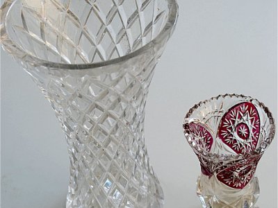 Two Vases, Flower Vases, Crystal